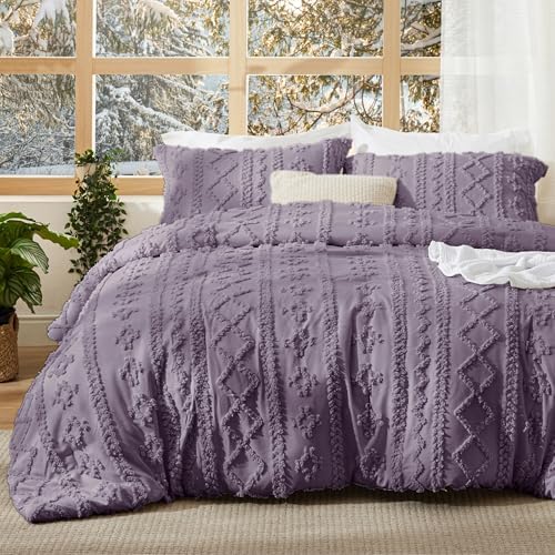 Bedsure Boho Comforter Set Queen, Bedroom Decor Bedding Set Grayish