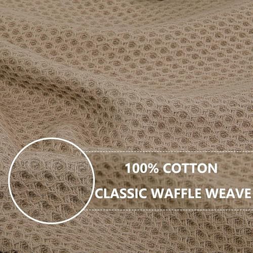 Homaxy 100% Cotton Waffle Weave Kitchen Dish Cloths 24-Pack, Tan