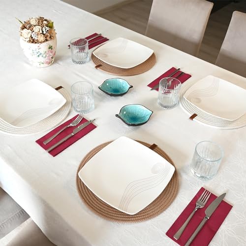 Round Placemats, Set of 4, Handmade by Braided Cotton Cord for Kitchen