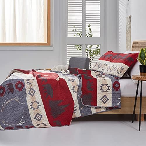 Black Bear Lodge Quilt Full/Queen Size Rustic Bedding Antlers