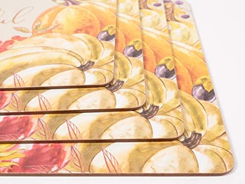 KAF Home Cork Placemats 16 x 12-Inch Set of 4 (Thankful Veggies)