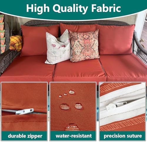 Outdoor Seat Cushion Cover Set of 4, 24 x 24 x 4 Inch, Spice