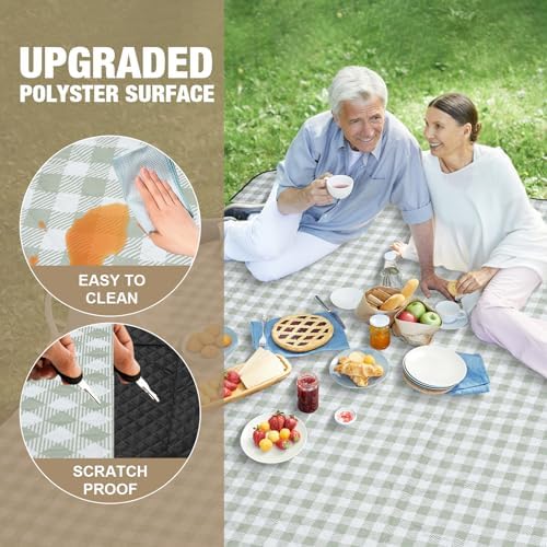 G GOOD GAIN Picnic Blankets Outdoor Extra Large 80"x80", Green