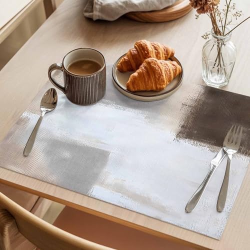 Placemats Set of 8, Grey Brown Woven Placemat, Linen Place Mats for