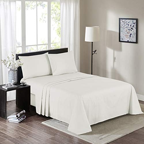 Twin Size Percale Bed Sheets, 200 Thread Count Cotton Polyester Blend