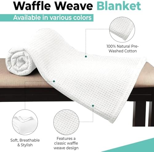 100% Cotton Blankets for Bed 90x90- Waffle Weave Blankets for Summer