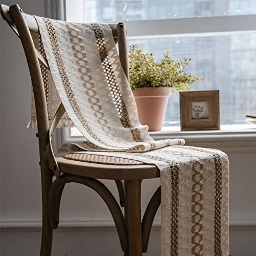 Burlap Table Runners Farmhouse Boho Long Table Runner Woven Cotton