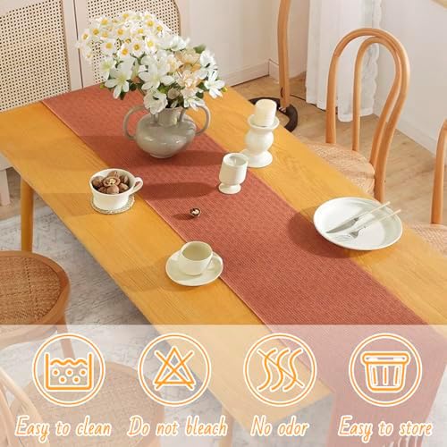 JeogYong Faux Linen Table Runner 13 x 108 Inch Rustic Table Runner
