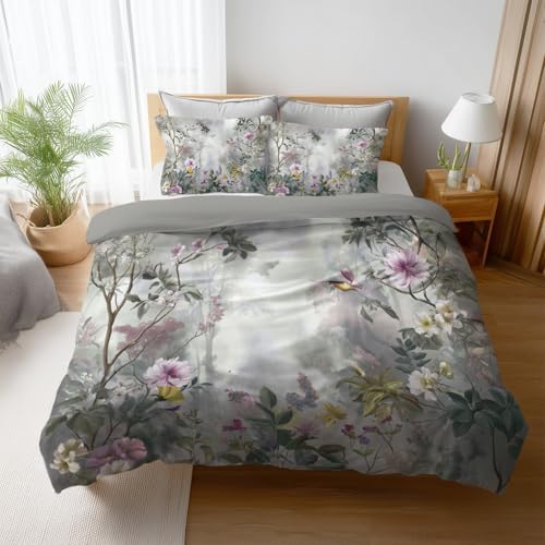 Super Soft Duvet Cover Set Microfiber Quilt Cover Ink Painting Plants