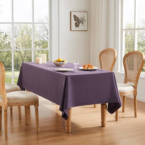 ZeeMart Linen Textured Square Table Cloth, 60x60 Inch Purple