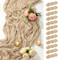 12 Pack Beige Cheesecloth Table Runner, Gauze Table Runners 17 x 108