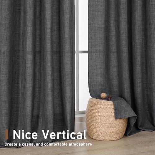 Chyhomenyc Coal Black Curtains 96 Inch Length 2 Panels, Light