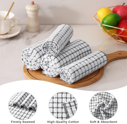 Kitinjoy Cotton 12 Pack Terry Kitchen Dish Cloths, Grey
