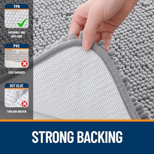 OLANLY Bathroom Runner Rugs 59x20, Extra Soft Absorbent Chenille Bath
