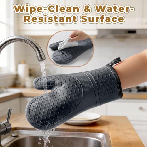 Heat Resistant Silicone Oven Mitts, Up to 500°F Protection for Baking