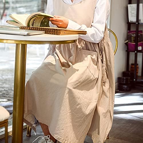 Plus Size Apron Adjustable Waistline Bib Apron,Soft Cotton Blend Apron