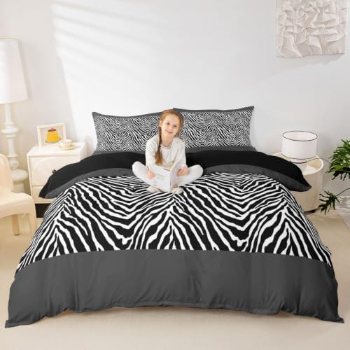 Erosebridal Zebra Print King Duvet Cover Geometric Stripes Comforter
