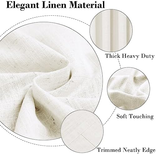 cololeaf Linen Curtains Natural White Curtains 96 inches Long Neutral