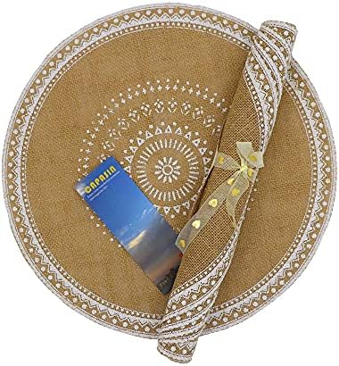 Round Placemats Set of 4, Dining Winter Modern Dinner Braided Beige