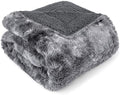 PAVILIA Tie Dye Faux Fur Sherpa Twin Blanket for Couch Bed, Grey