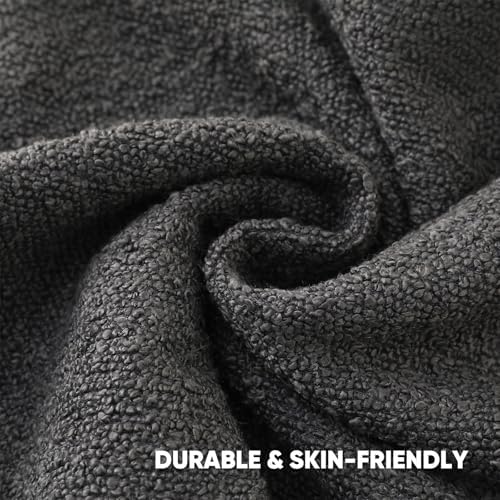 HAUSSY Pack of 2 Boucle Textured Throw Pillow Covers 18x18 Inch, Dark