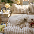 VM VOUGEMARKET Khaki Stripes Duvet Cover Set Queen Teens Boys Girls