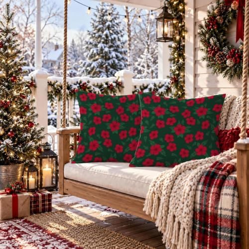 Botanical Red Hibiscus Floral Flowers Throw Pillow Covers 18x18 Set of