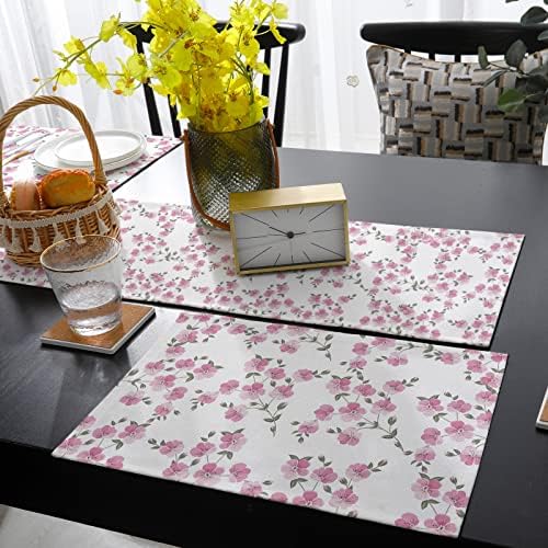 Florals Leaves Table Mats Set of 4 With Table Runner 90 Inches