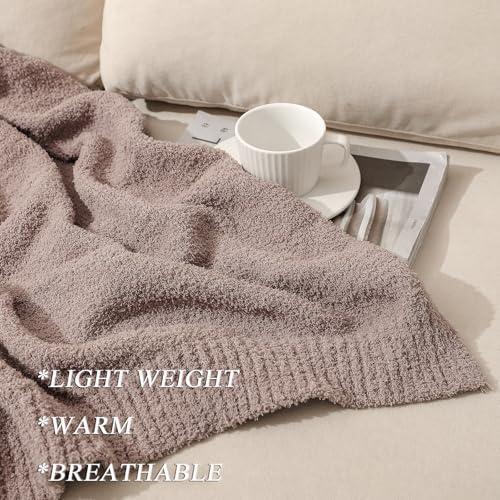 bearberry Knit Throw Blanket 60x80 Khaki Super Soft Plush for Couch