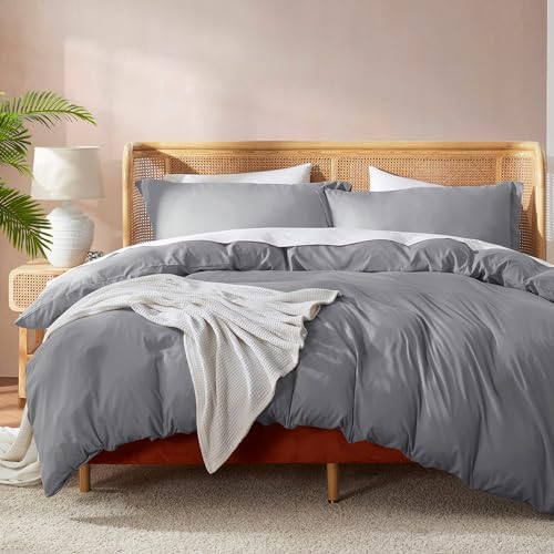 Nestl Grey Duvet Cover King Size - Soft Double Brushed King Duvet