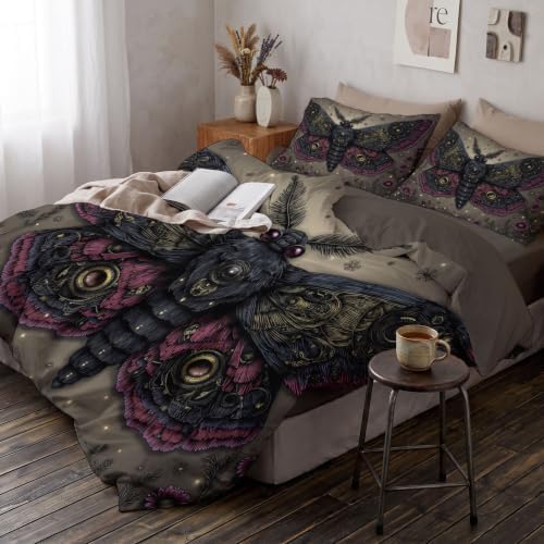 Charcoal Gray Mysterious Halloween Animals Duvet Cover Set For Women