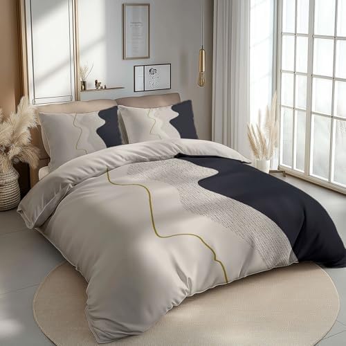 Kids Beige Bedding Duvet Cover Set King Size Teenager Geometric