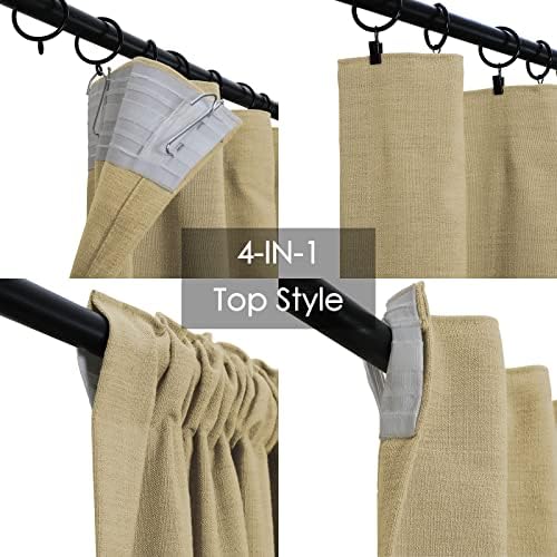 TWOPAGES Heavyweight Linen Textured Privacy Curtain 84 Inches Long