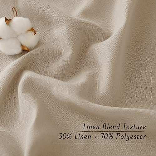 NICETOWN 2 Panles 55" x 96" Grommet Linen Curtains with 2 Panels 42" x