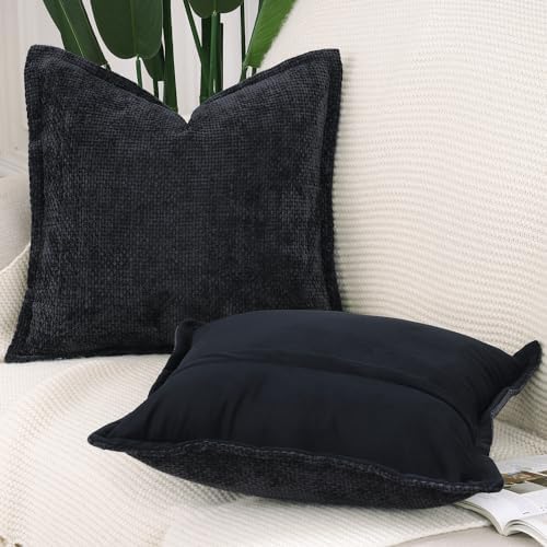 MADIZZ Decorative Chenille Velvet Throw Pillow Covers Set of 2 Soft