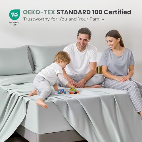 Sophia & William 100% Cotton Sateen Sheet Set 1000 TC, King, Smoky