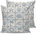 16x16 Pillow Covers Set of 2, Vintage Blue Coastal Throw Pillow Covers