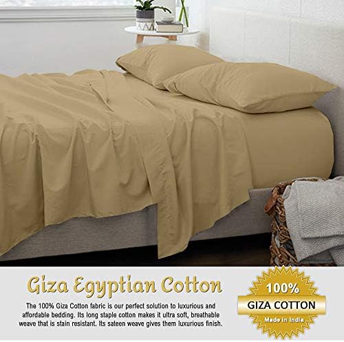 Shreem Linen 100% Giza Egyptian Cotton Full Sheet Set 4 Piece, Sateen