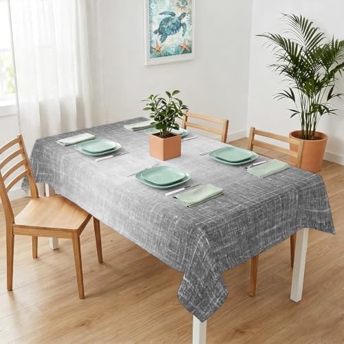 Slate Gray Table Cloth, Vintage Ombre Solid Color Minimalist Farmhouse