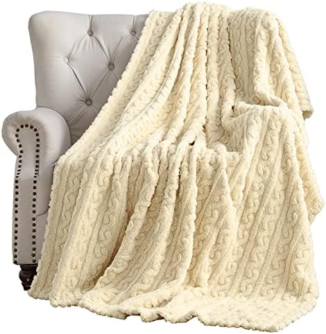 FY FIBER HOUSE Fleece Throw Blankets with 3D Pattern – Warm Super Soft