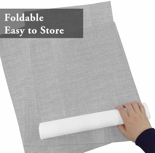 Grey Burlap Texture Placemats Set of 8, Cotton Linen Fabric Place