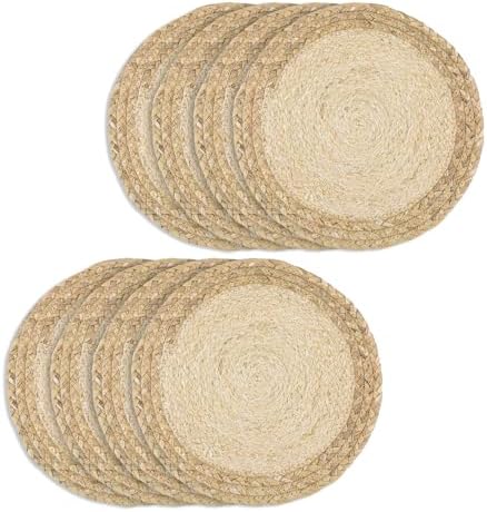 Garvee Boho Woven Placemats Set of 8, Natural Gourd Grass & Corn Husk