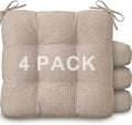 Geetery Khaki and White Stripe Chair Cushions Set of 4 with Ties