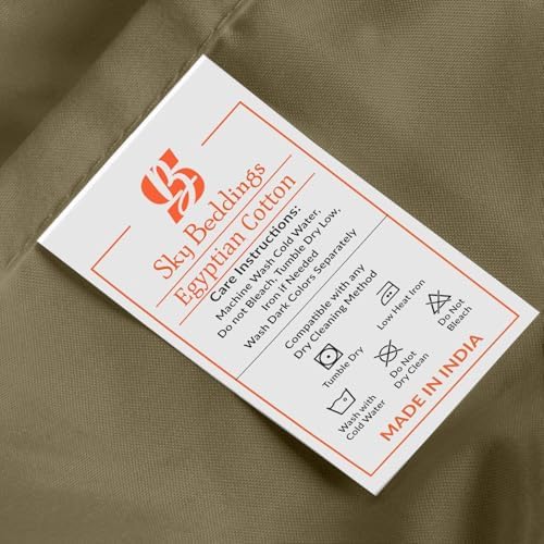 SKY BEDDINGS Twin XL Sheet Set, 100% Egyptian Cotton, Sateen, Taupe