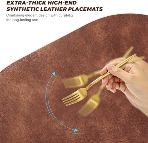 UnivoColors Placemats Round Faux Leather Placemats Set of