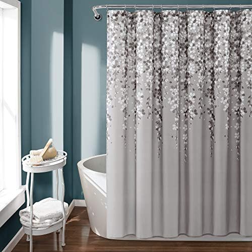 Lush Decor Weeping Flower Shower Curtain 72"W x 72"L Gray - Fabric