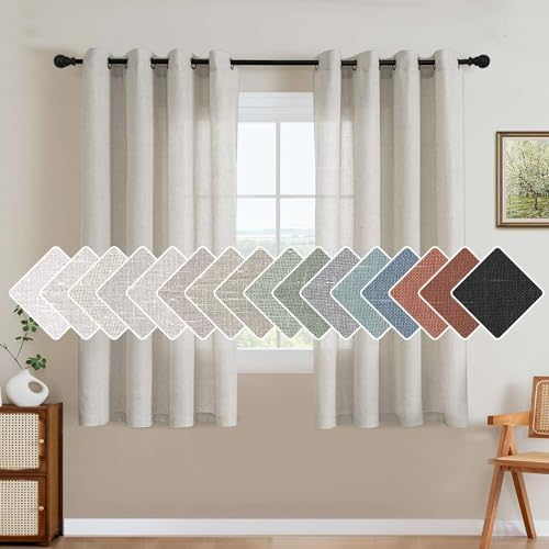 H.VERSAILTEX Living Room Linen Curtains - Semi Sheer, Nickel Grommet