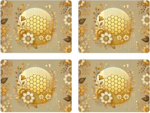 Set of 4 Cork Backed Placemats, Kitchen and Dining Table Decoration
