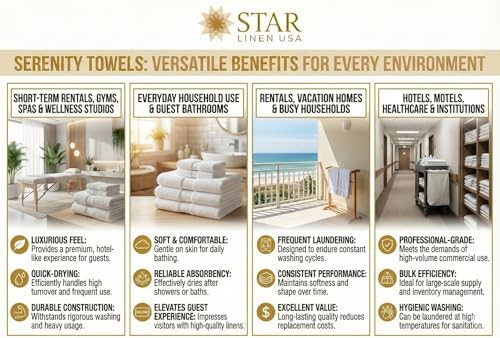 Hotel Value Cotton Bath Towels, 27 x 54 in, 6 Pack