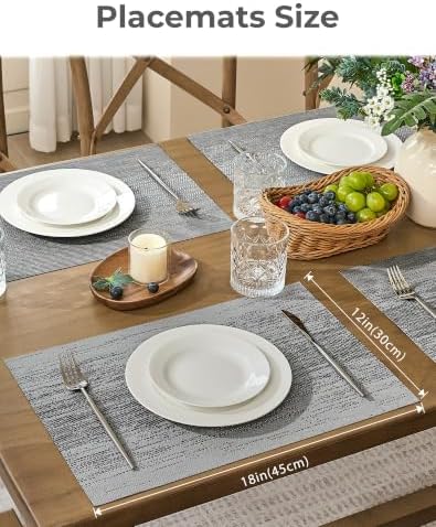 Grey Placemats, Heat Resistant Non-Slip Place mats for Dining Table